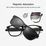 5 In 1 Sunglasses Set UV400 Polarized Magnetic Clip