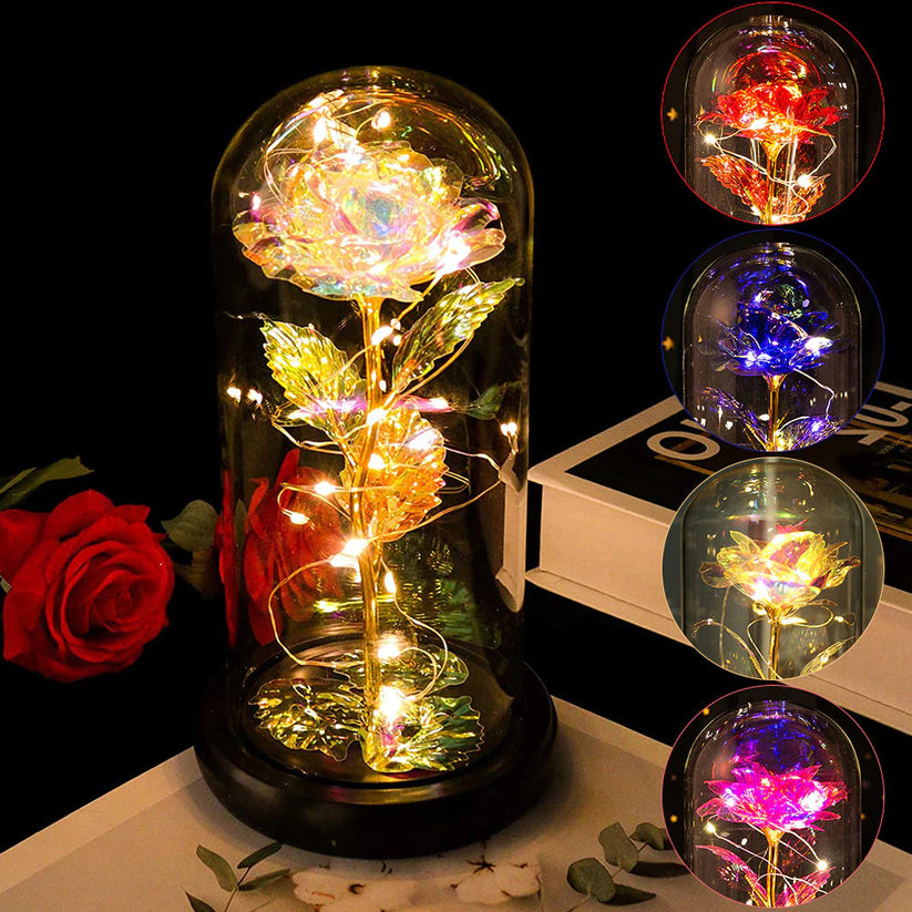 Gold foil flowers glass cover ornaments creative luminous LED lights decorative gifts